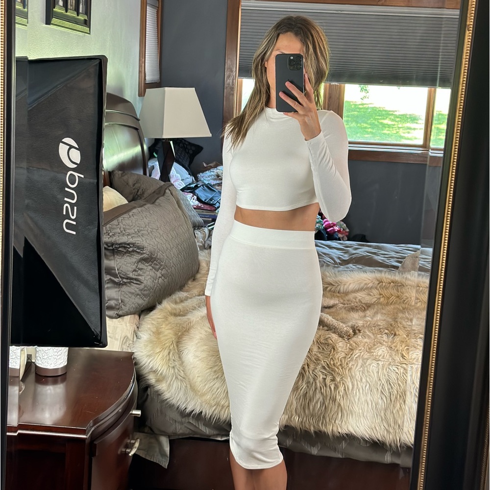 Naked Wardrobe Long Sleeve Turtleneck Crop Top with matching MIDI Skirt - Picture 12 of 12
